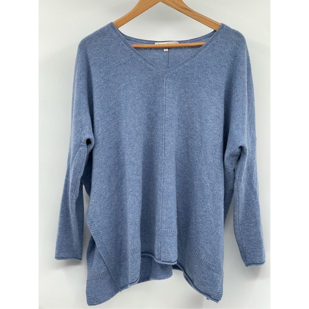 Blossom Cashmere Sweater Cashmere Women XS Small Blue V‎ Neck Oversized Tunic